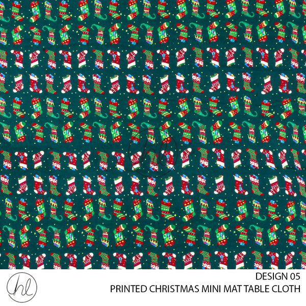 PRINTED CHRISTMAS MINI MATT TABLE CLOTH (DESIGN 05)	(GREEN) (145X250)