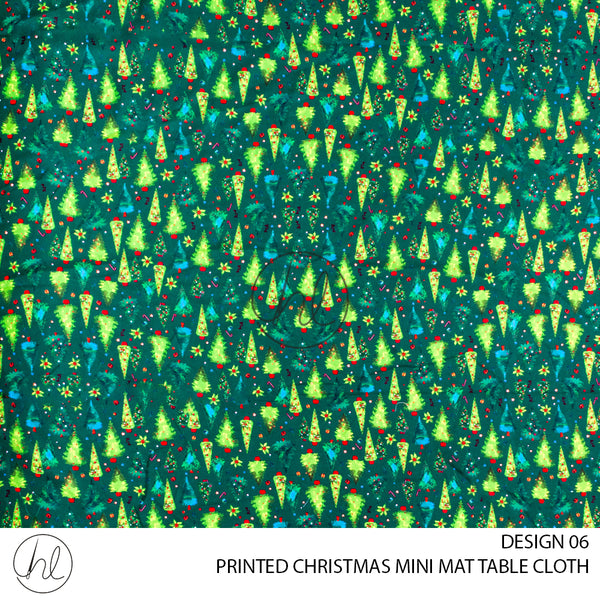 PRINTED CHRISTMAS MINI MATT TABLE CLOTH (DESIGN 06) (GREEN) (145X250)