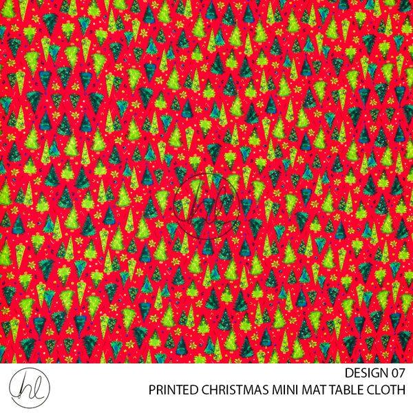 PRINTED CHRISTMAS MINI MATT TABLE CLOTH (DESIGN 07)	(RED) (145X250)