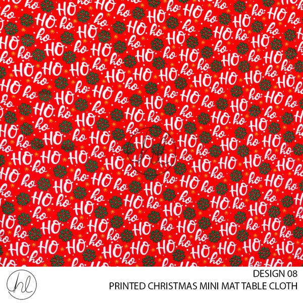 PRINTED CHRISTMAS MINI MATT TABLE CLOTH (DESIGN 08)	(RED) (145X250)