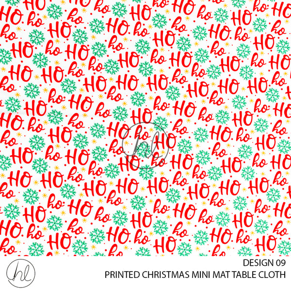 PRINTED CHRISTMAS MINI MATT TABLE CLOTH (DESIGN 09) (WHITE) (145X250)