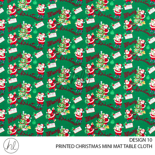 PRINTED CHRISTMAS MINI MATT TABLE CLOTH (DESIGN 10)	(GREEN)	(145X250)