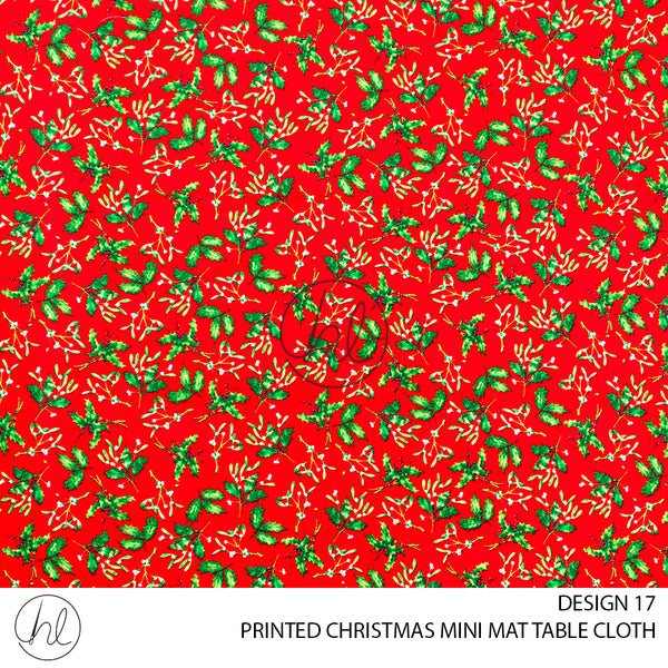 PRINTED CHRISTMAS MINI MATT TABLE CLOTH (DESIGN 17) (RED) (145X250)