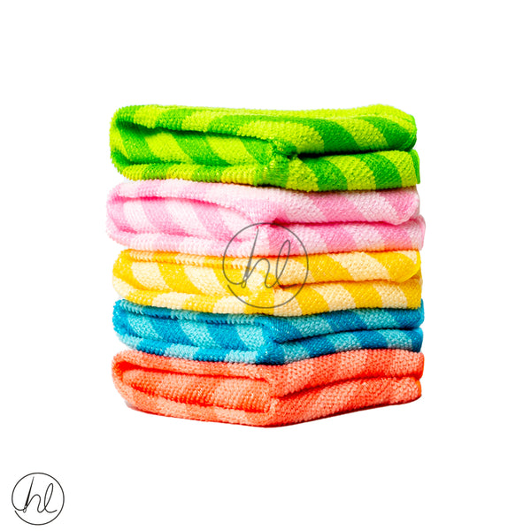 5 PACK MULTIPURPOSE CLEANING TOWELS (ABY-4605) (MULTICOLOUR) (30X30CM) (BUY 3 PACKS FOR R60)