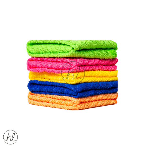 5 PACK MULTIPURPOSE CLEANING TOWELS (ABY-4607) (MULTICOLOUR) (30X30CM)  (BUY 3 PACKS FOR R60)