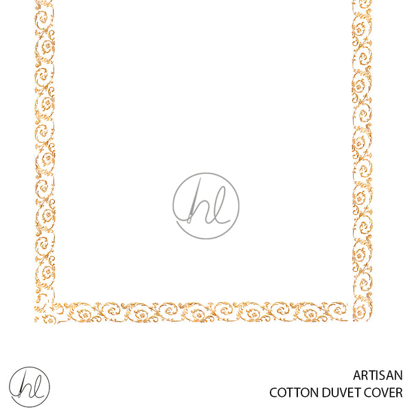 COTTON DUVET COVER (ARTISAN) (WHITE/GOLD) (QUEEN)