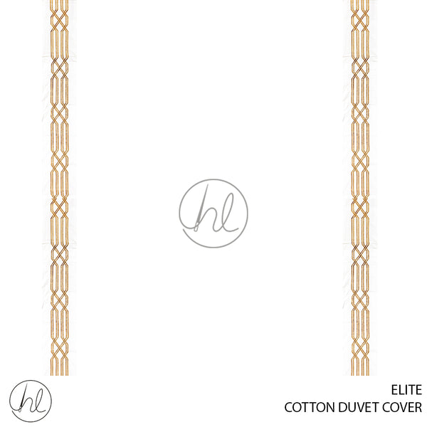 COTTON DUVET COVER (ELITE) (WHITE/GOLD) (QUEEN)
