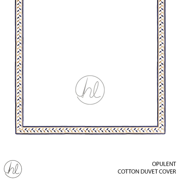 COTTON DUVET COVER (OPULENT) (WHITE/BLUE/GOLD) (QUEEN)