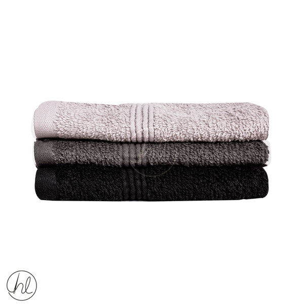3 PACK FACE CLOTH (LE) (BLACK/CHARCOAL GREY/SILVER) (30X30CM)