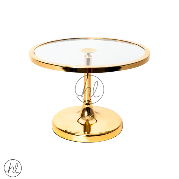 GLASS CAKE STAND (ABY-5025) (GOLD) (MEDIUM)