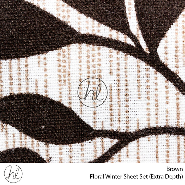 Floral Winter Sheet Set (Extra Depth) (Brown) (Queen)