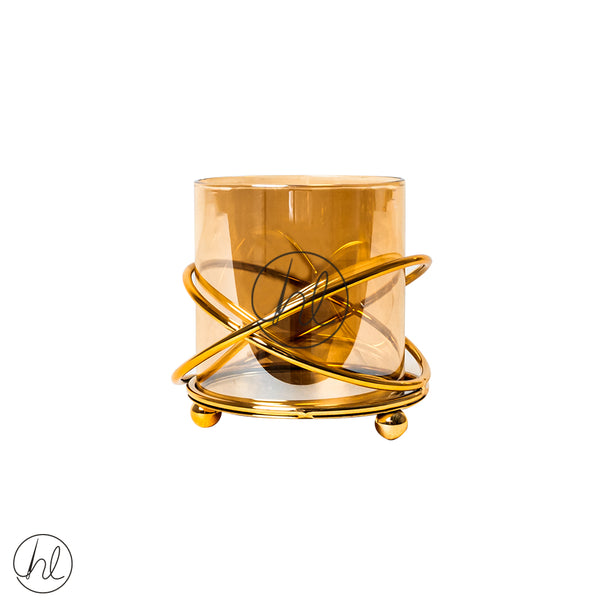CYLINDRICAL CANDLE HOLDER (ABY-5011) (GOLD)	(8X8CM)