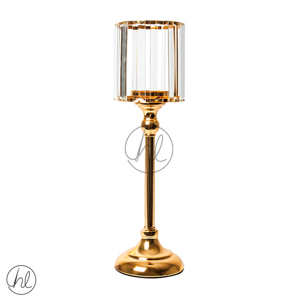 CANDLE HOLDER WITH GLASS PANELS (ABY-5022) (GOLD) (11x38CM)