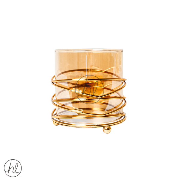 CYLINDRICAL CANDLE HOLDER (ABY-5014) (GOLD) (11x11CM)