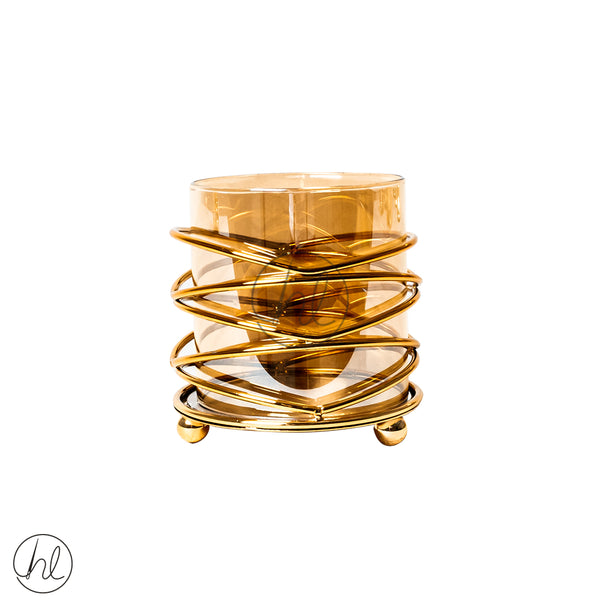 CYLINDRICAL CANDLE HOLDER (ABY-5013) (GOLD) (9X9CM)