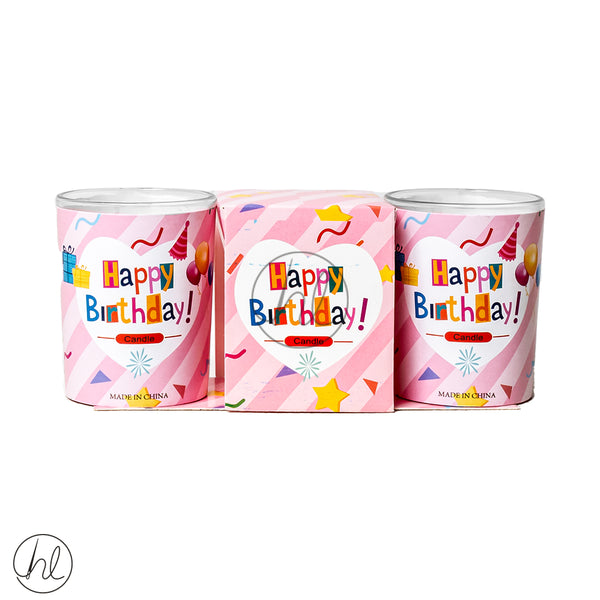 HAPPY BIRTHDAY SCENTED CANDLE	(ABY-2661) (PINK) (2 PIECE)