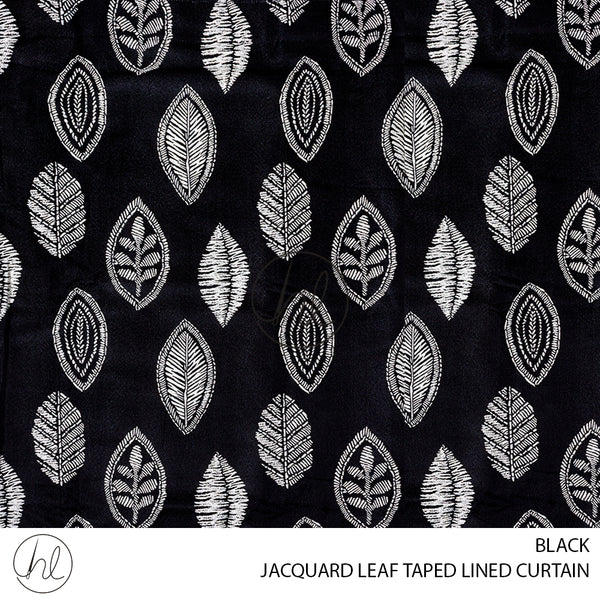JACQUARD TAPED LINED READY-MADE CURTAIN	(LEAF) (BLACK) (230X218CM)