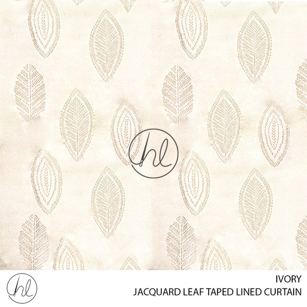 JACQUARD TAPED LINED READY-MADE CURTAIN	(LEAF) (IVORY) (230X218CM)