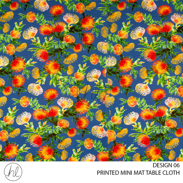 PRINTED MINI MATT TABLE CLOTH (LJ) (FYNBOS/BLUE/GREY) (145X250)