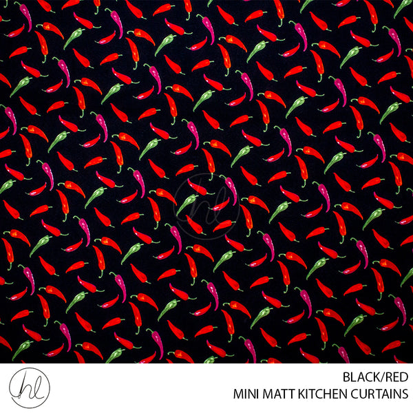 MINI MATT KITCHEN READY-MADE CURTAIN (ASSORTED) (BLACK/RED) (280X120CM)