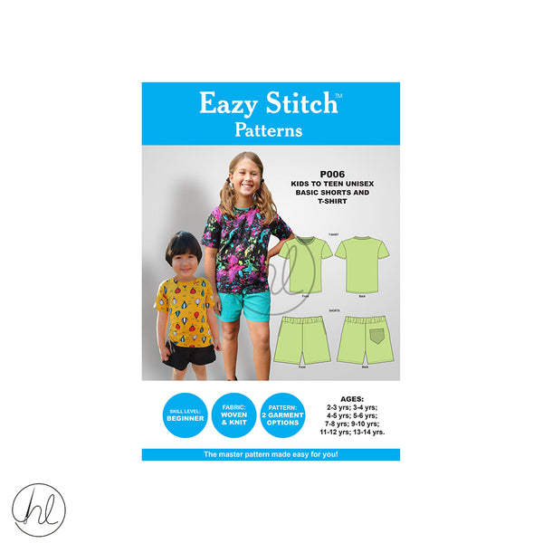 Eazy Stitch Patterns - Kids To Teen Unisex Basic Shorts And T-Shirt	P006