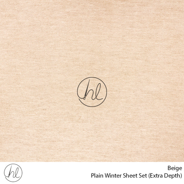 Plain Winter Sheet Set (Extra Depth) (Beige) (Queen)