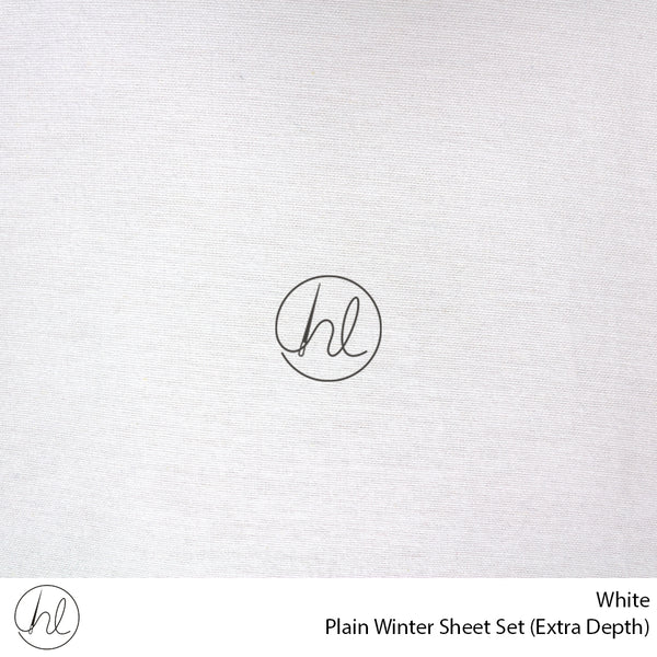 Plain Winter Sheet Set (Extra Depth) (White) (Double)