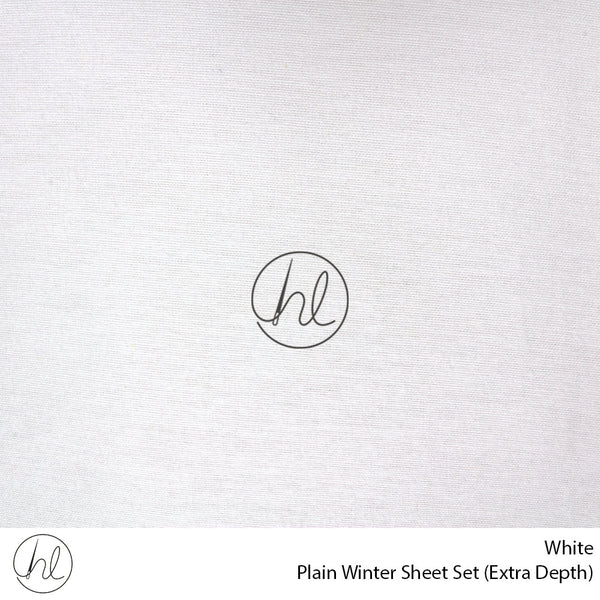 Plain Winter Sheet Set (Extra Depth) (White) (Queen)
