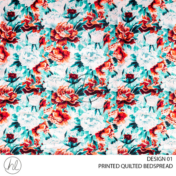 ULTRASONIC PRINTED QUILT (DESIGN 01)	(BLUE/RED) (220X220CM)