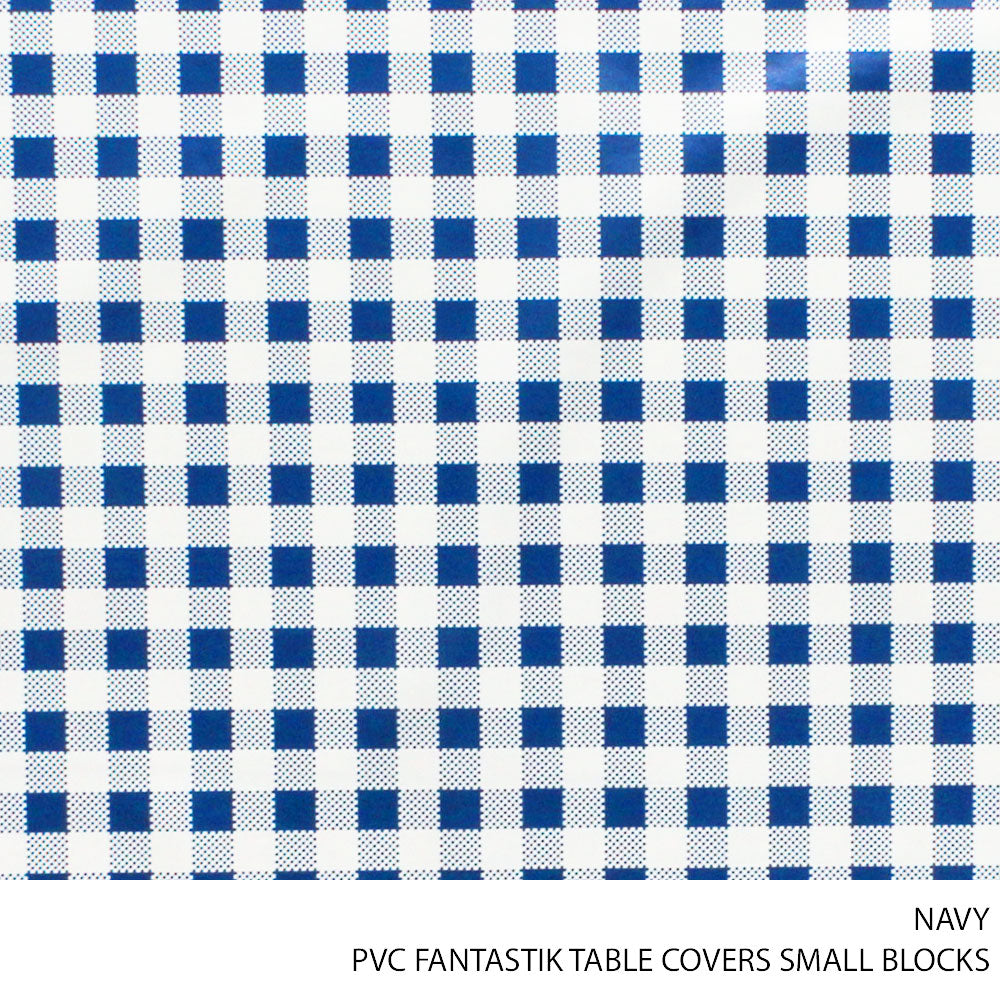 Pvc Fantastik Table Cloth Covers Small Blocks Navy – Habby And Lace