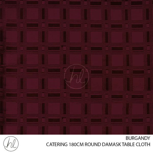 ROUND DAMASK CATERING MINI MATT TABLE CLOTH (BURGANDY) (180CM)