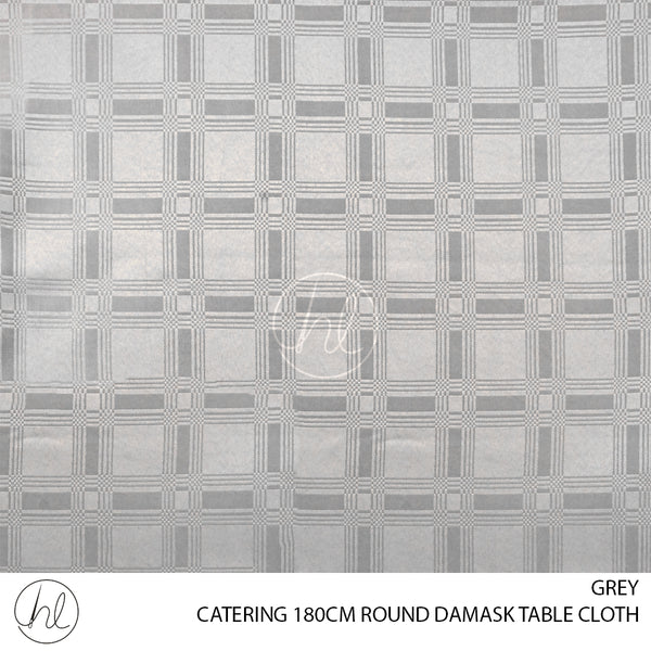 ROUND DAMASK CATERING MINI MATT TABLE CLOTH (GREY) (180CM)