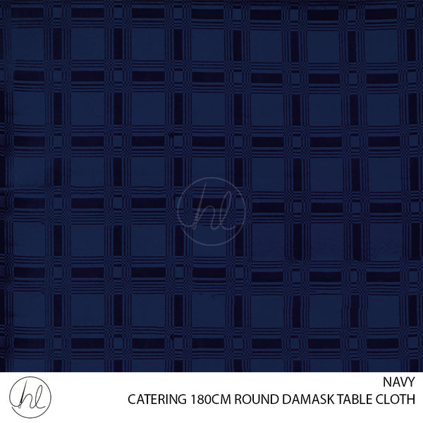 ROUND DAMASK CATERING MINI MATT TABLE CLOTH (NAVY) (180CM)