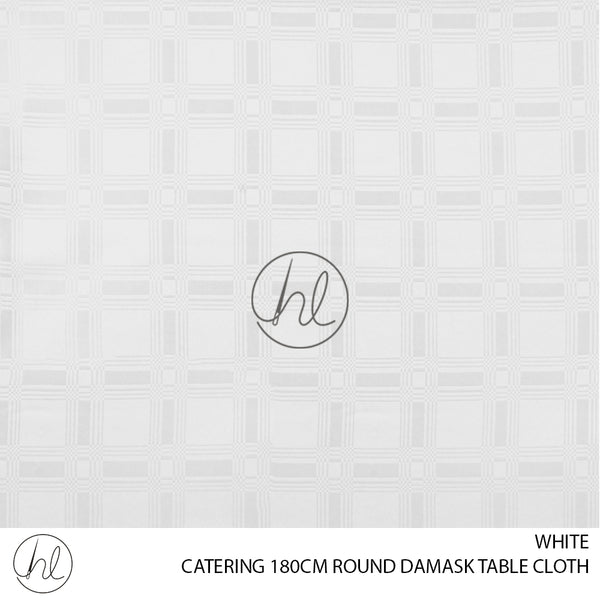 ROUND DAMASK CATERING MINI MATT TABLE CLOTH (WHITE) (180CM)
