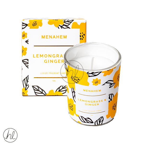 MENAHEM SCENTED CANDLE (ABY-4347) (LEMONGRASS AND GINGER) (YELLOW)