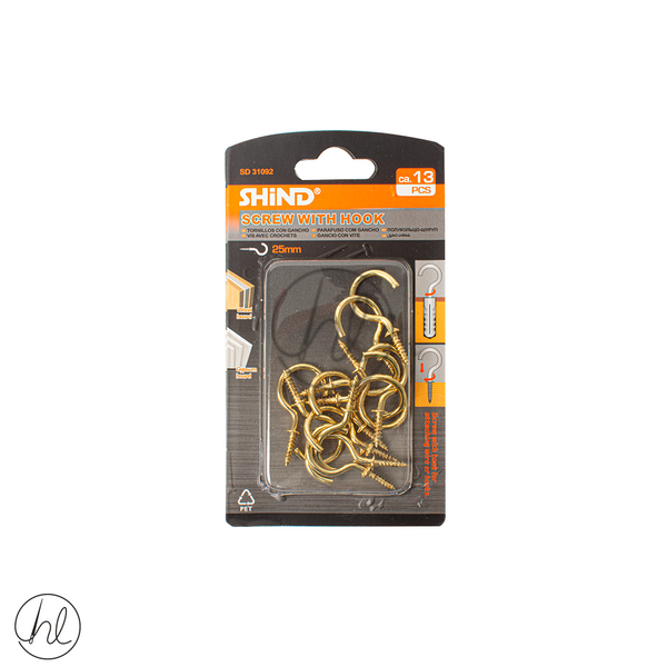 SCREW WITH HOOK (25MM) (GOLD)