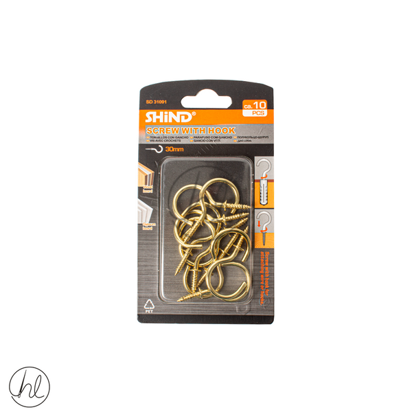 SCREW WITH HOOK  (30MM) (GOLD)