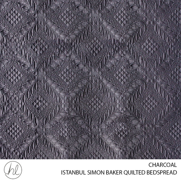 SIMON BAKER QUILTED BEDSPREAD (ISTANBUL) (CHARCOAL) (QUEEN)