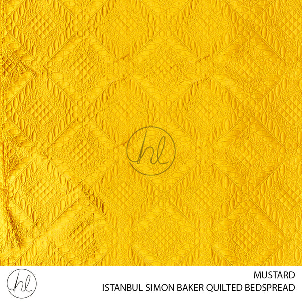 SIMON BAKER QUILTED BEDSPREAD (ISTANBUL) (MUSTARD) (QUEEN)