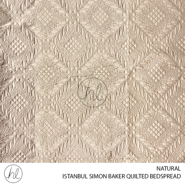 SIMON BAKER QUILTED BEDSPREAD (ISTANBUL) (NATURAL) (QUEEN)