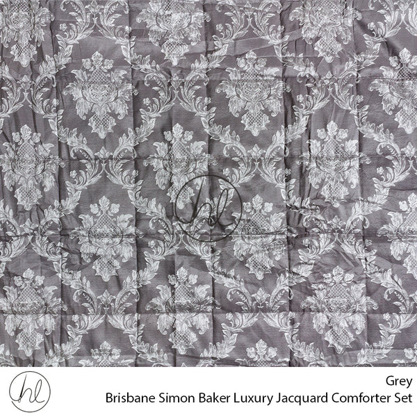 Simon Baker Luxury Jacquard Comforter Set (Brisbane) (Grey) (King)