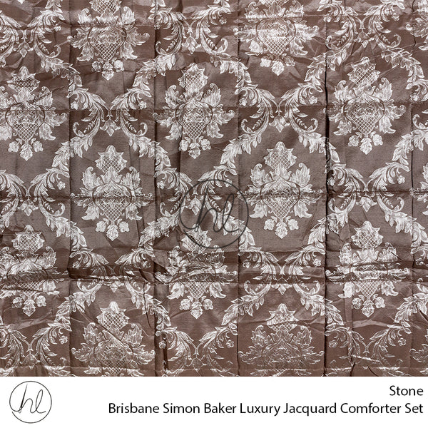 Simon Baker Luxury Jacquard Comforter Set (Brisbane) (Stone) (King)
