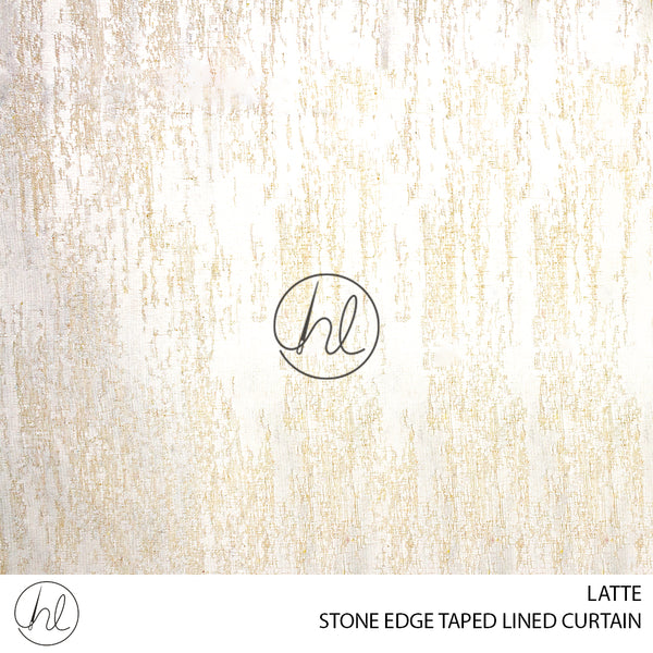 TAPED LINED READY-MADE CURTAIN (STONE EDGE) (LATTE) (225X218CM)