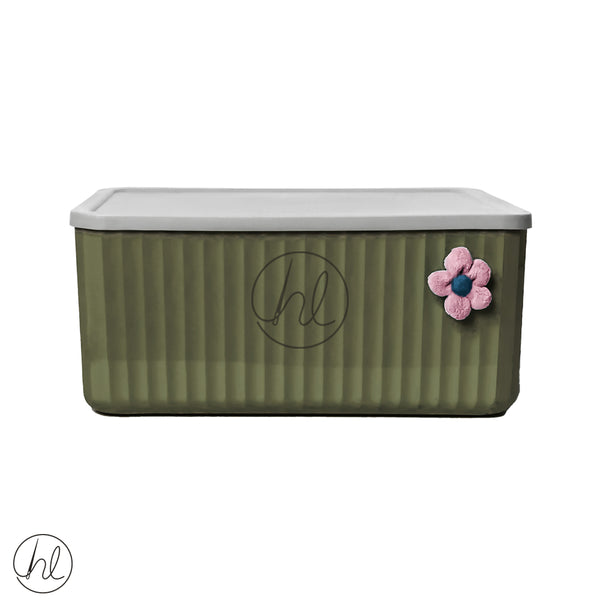 STORAGE BASKET WITH LID (ABY-4556) (OLIVE) (LARGE)