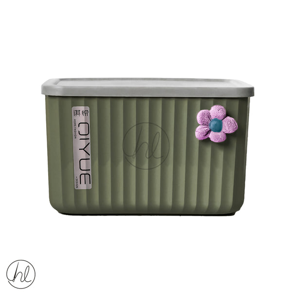 STORAGE BASKET WITH LID (ABY-4554) (OLIVE) (SMALL)