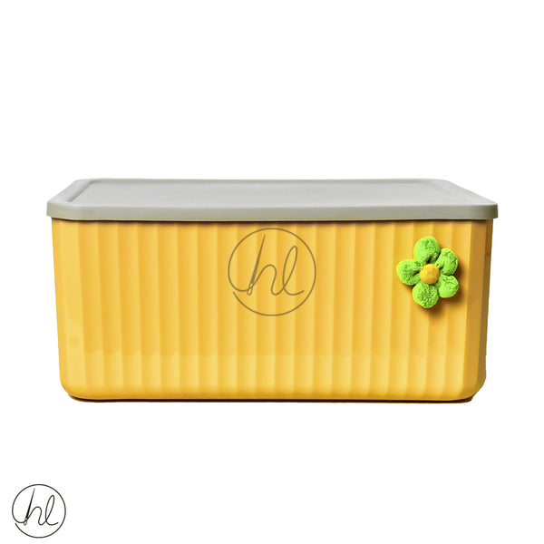 STORAGE BASKET WITH LID (ABY-4556) (YELLOW) (LARGE)