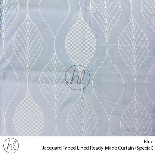 Jacquard Taped Lined Ready-Made Curtain (Special) (Assorted) (Blue) (230x218cm)