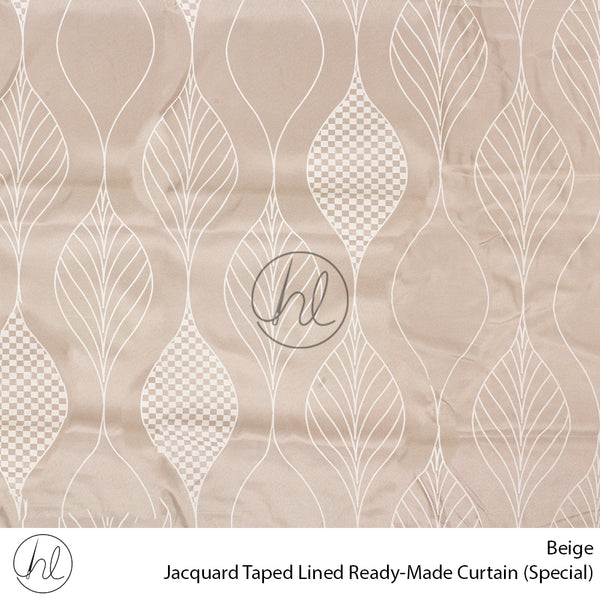 Jacquard Taped Lined Ready-Made Curtain (Special) (Assorted) (Beige) (230x218cm)