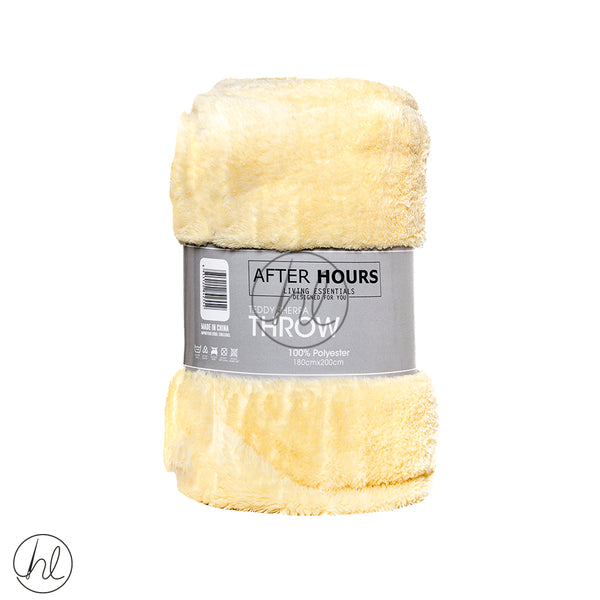 Sherpa Brushed Teddy Throw (Assorted) (Light Yellow) (180x200cm)