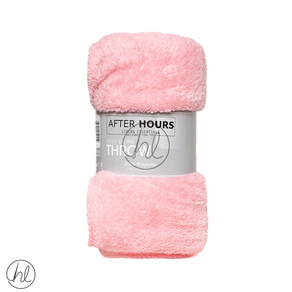Sherpa Brushed Teddy Throw (Assorted) (Pink) (180x200cm)